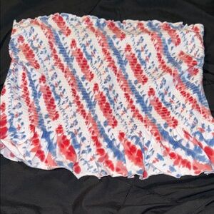 Red and Blue Tie-Dye Tube Top